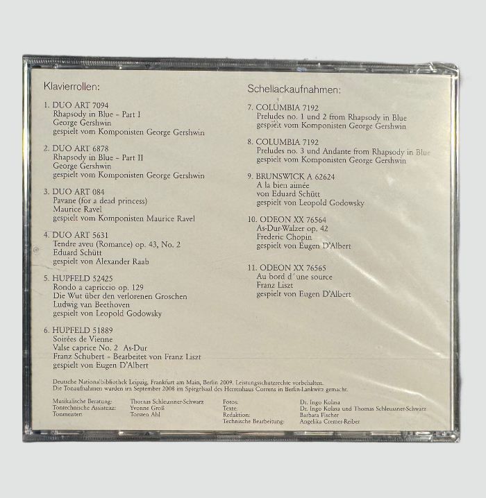 Das Foto zeigt die Rückseite der CD "Der unsichtbare Pianist"